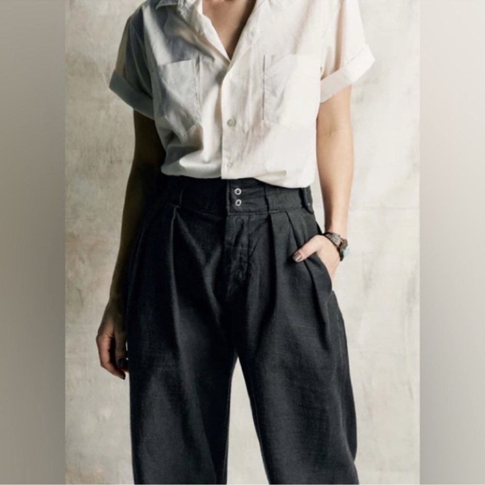 Imogene And Willie Diana Pleated High Rise Straight Black Selvage Denim. Sz 30. - Picture 2 of 13